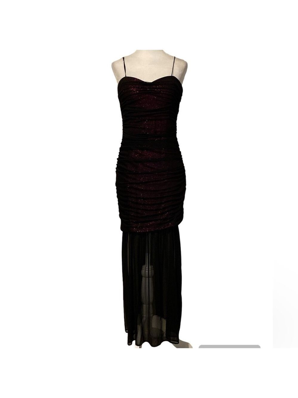 Vintage 90’s M.X.I. Black and hot pink sparkle mesh dress